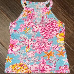 Lilly Pulitzer Araya Pink and Blue Floral Top
